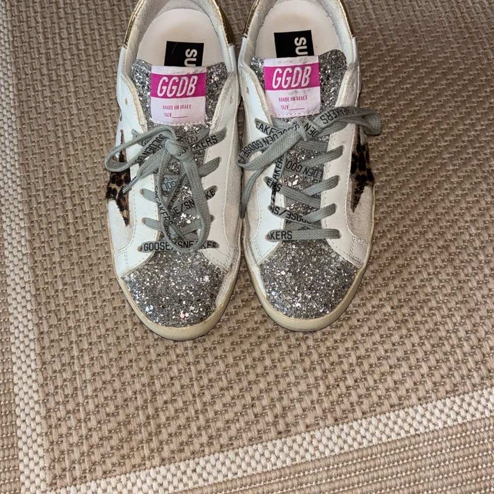 Golden Goose White Silver Sparkle Sneakers - Picture 2 of 7